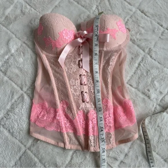 Victoria's SecretPink Front Lace Up Lace Bustier CorsetSize 34B